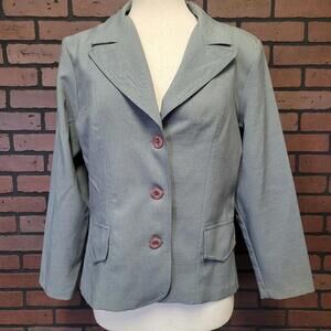 90s Early 2000's Vintage Y2K Grey Fashion Bug Blazer Size Petite Large